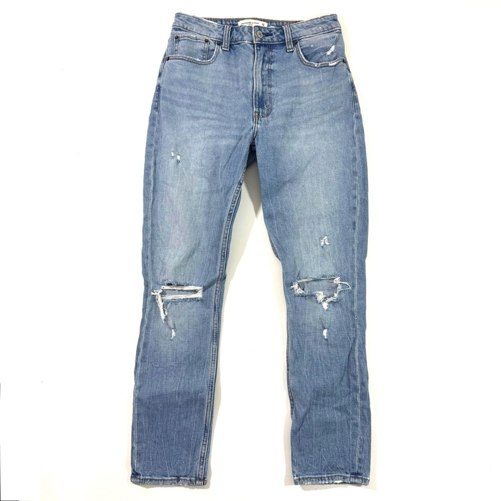 Abercrombie The Skinny High Rise Jeans Distressed Curve Love